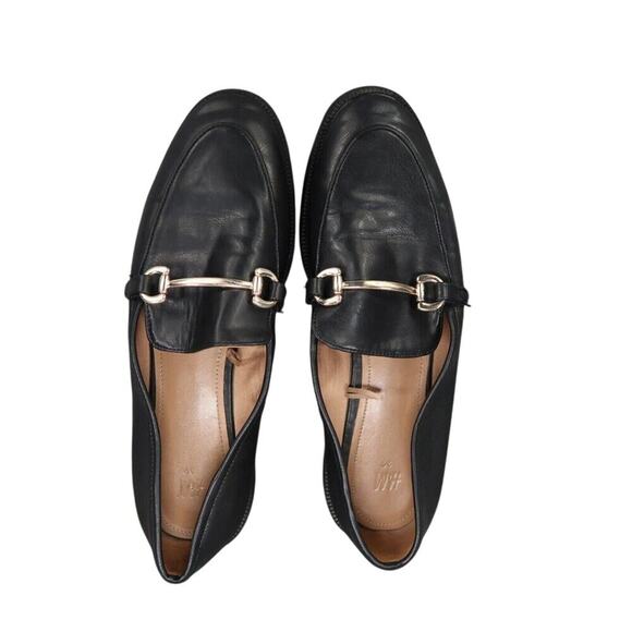 H&M Shoes Women 8 Loafer Fashion Classic Slip On Metal Buckle Black Solid Career - Picture 6 of 15